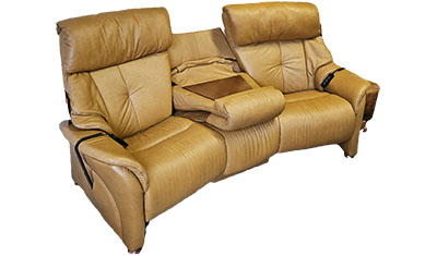 3 Seater Powered Curved Sofa In Longlife Leather